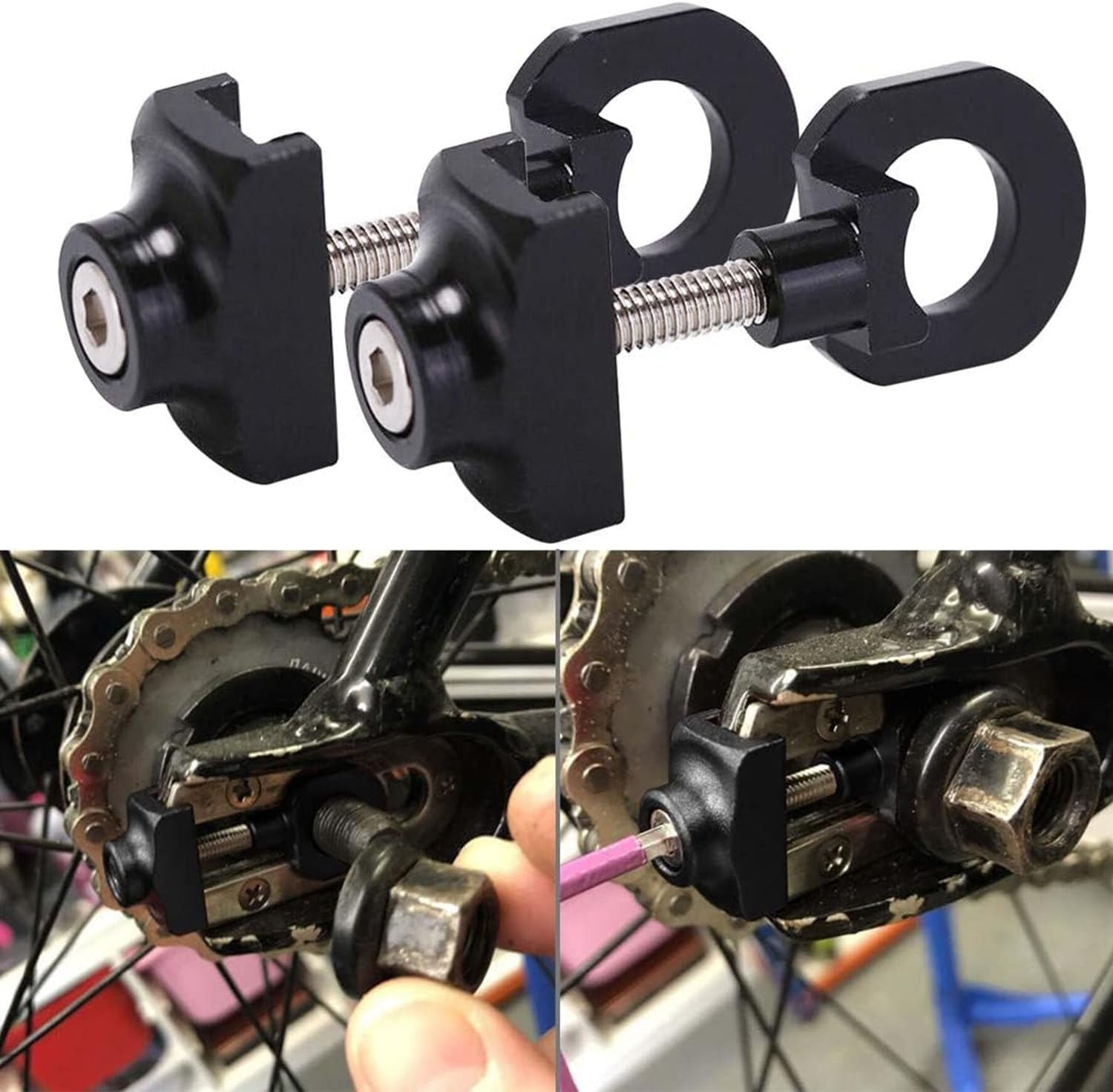2 Sets Bicycle Chain Tensioner with Tools Bicycle Chain Adjuster for BMX Single Speed Bikes Gear Bicycles 10Mm Bicycle Rear Axle Bicycle Accessories Single Speed Bicycle Chain Tensioner image number 3