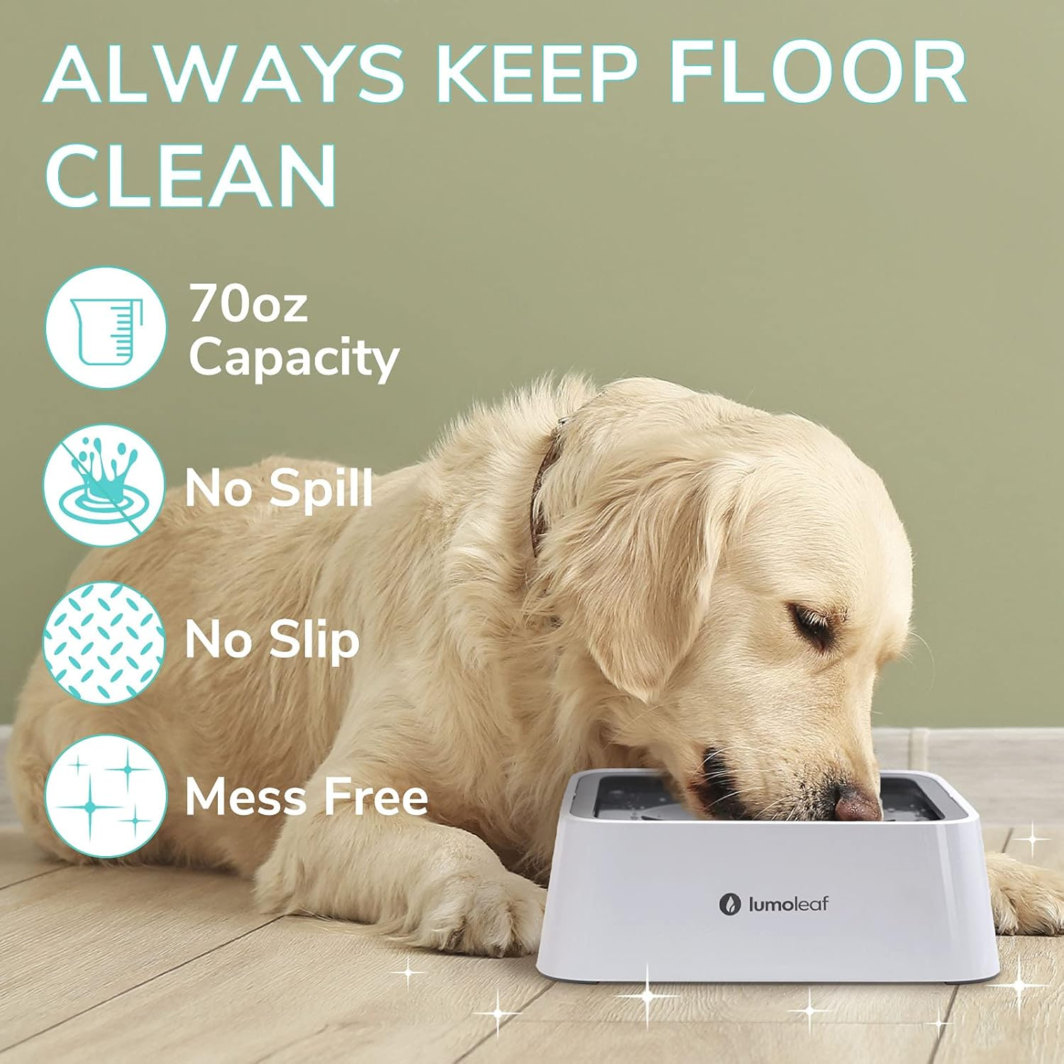 Lumoleaf No Spill Water Bowl for Dogs with Filter, 70Oz/2L, Slow Feeder for Messy Drinkers, Drip-Free & Splash-Proof Design (Grey, 70 Fl Oz) (Grey 70 Fl Oz) image number 2