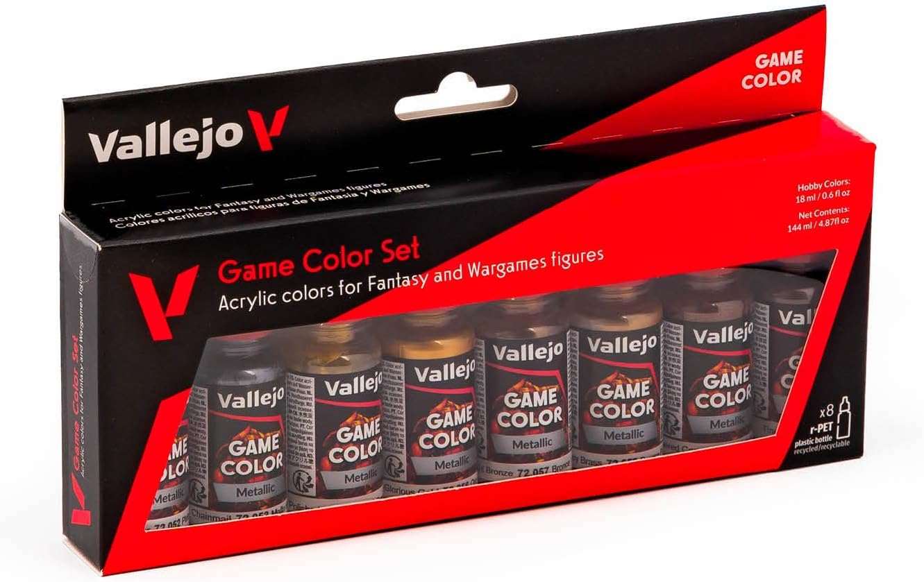 Vallejo Acrylicos S.L. VJ72303 Tabletop Supplies Game Colour Metallic Colours 8 Colour Set Modelling Kit 17ML image number 2