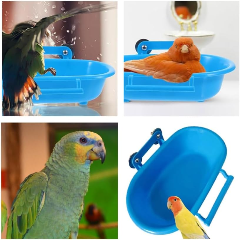 GYWHOOFT Bathtub for Birds, Hanging Birdbath Toy,Bird Cage Shower Accessories Bird Bath for Cleaning Food, Bird Cage Hanging Bath Cockatiel Water Shower Box for Small Birds Parrots Canary Lovebirds