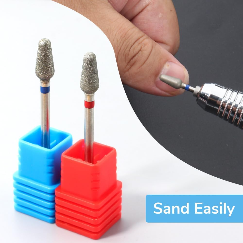 QUNZHAO 2Pcs Diamond Nail Drill Bits Carbide Conical Micro Cuticle Remover Bit for under Nail Dead Skin Cleaning Cuticle Remove Nail Art Design Manicure(03 Set) image number 6