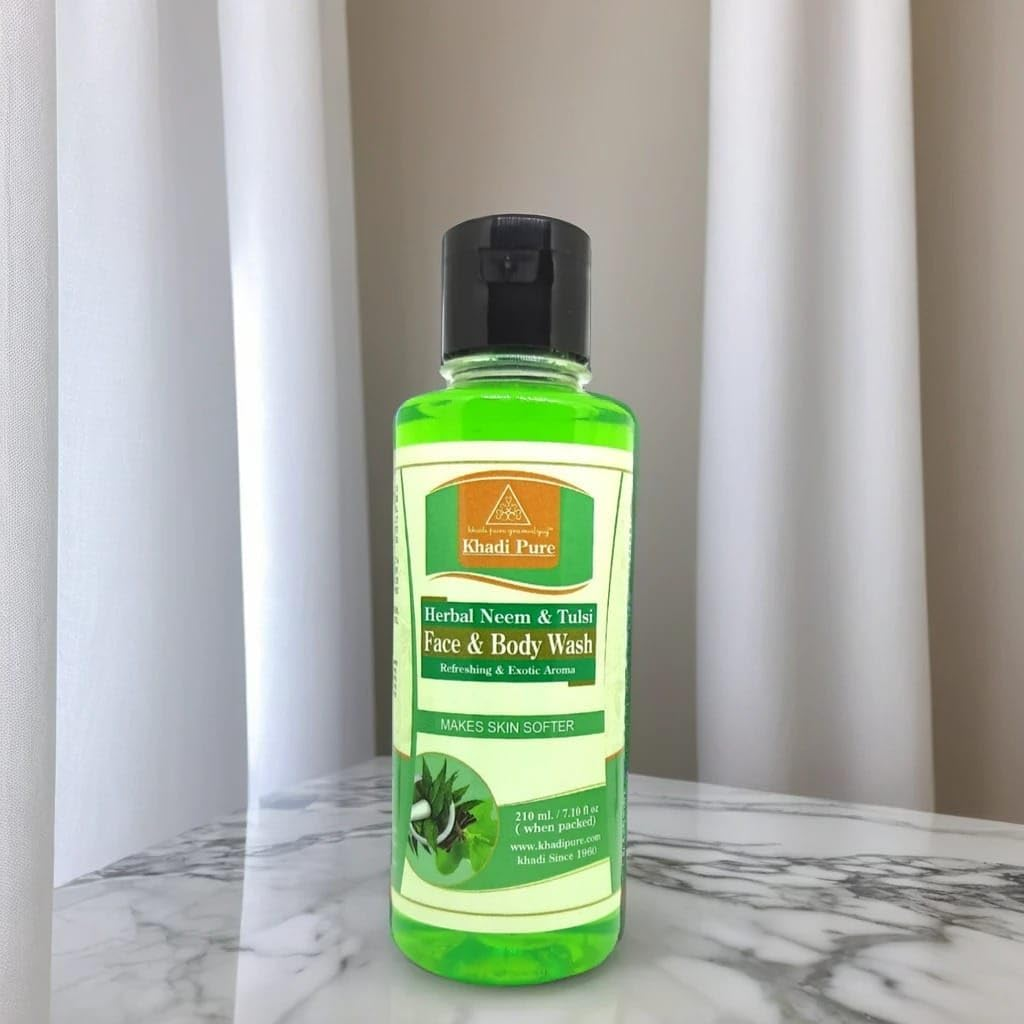 Khadi Pure Neem Tulsi & Sandal Turmeric Body Wash, 210 Ml (Pack of 2) image number 2