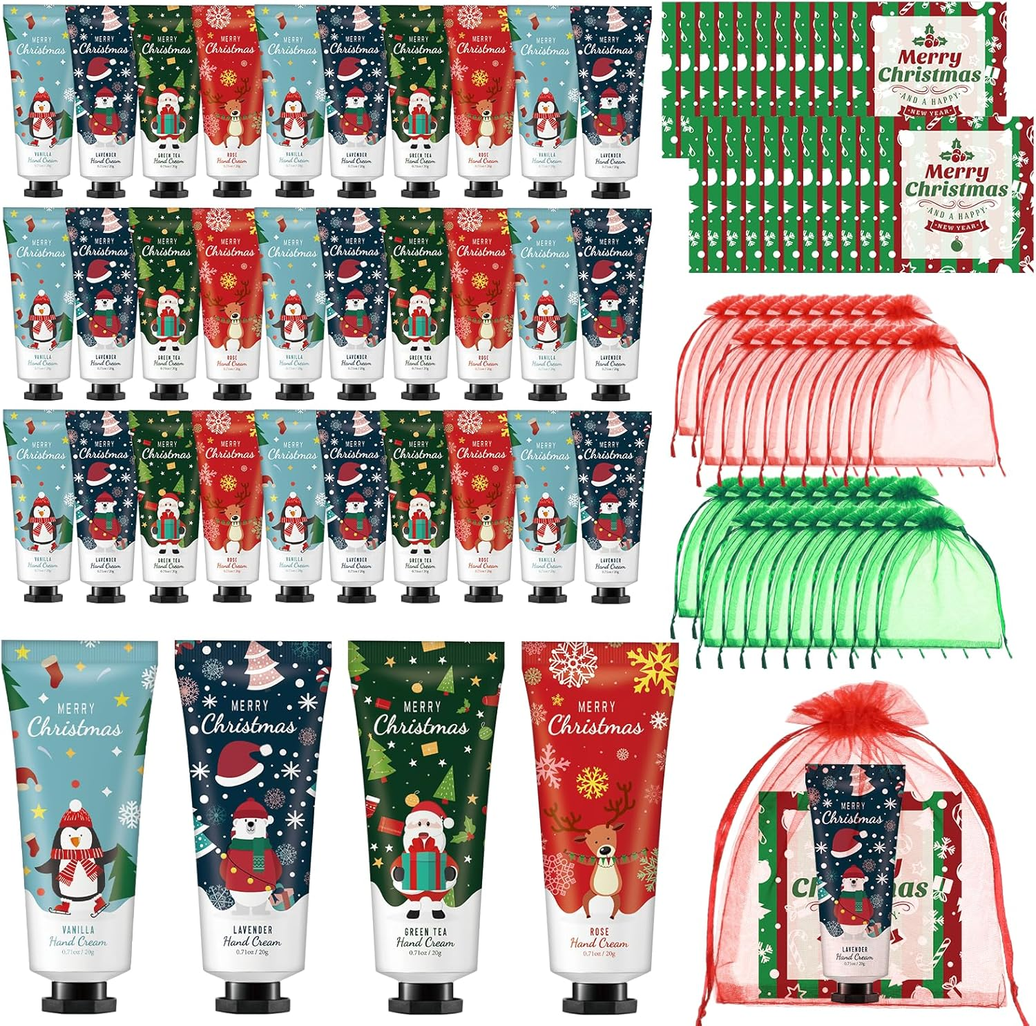 Heigble 72 Christmas Hand Cream Gift Set Christmas Stocking Stuffers Hand Cream Travel Size Care Cream Bulk Mini Hand Lotion for Dry Cracked Hands Employees Colleagues Teacher Gifts image number 1