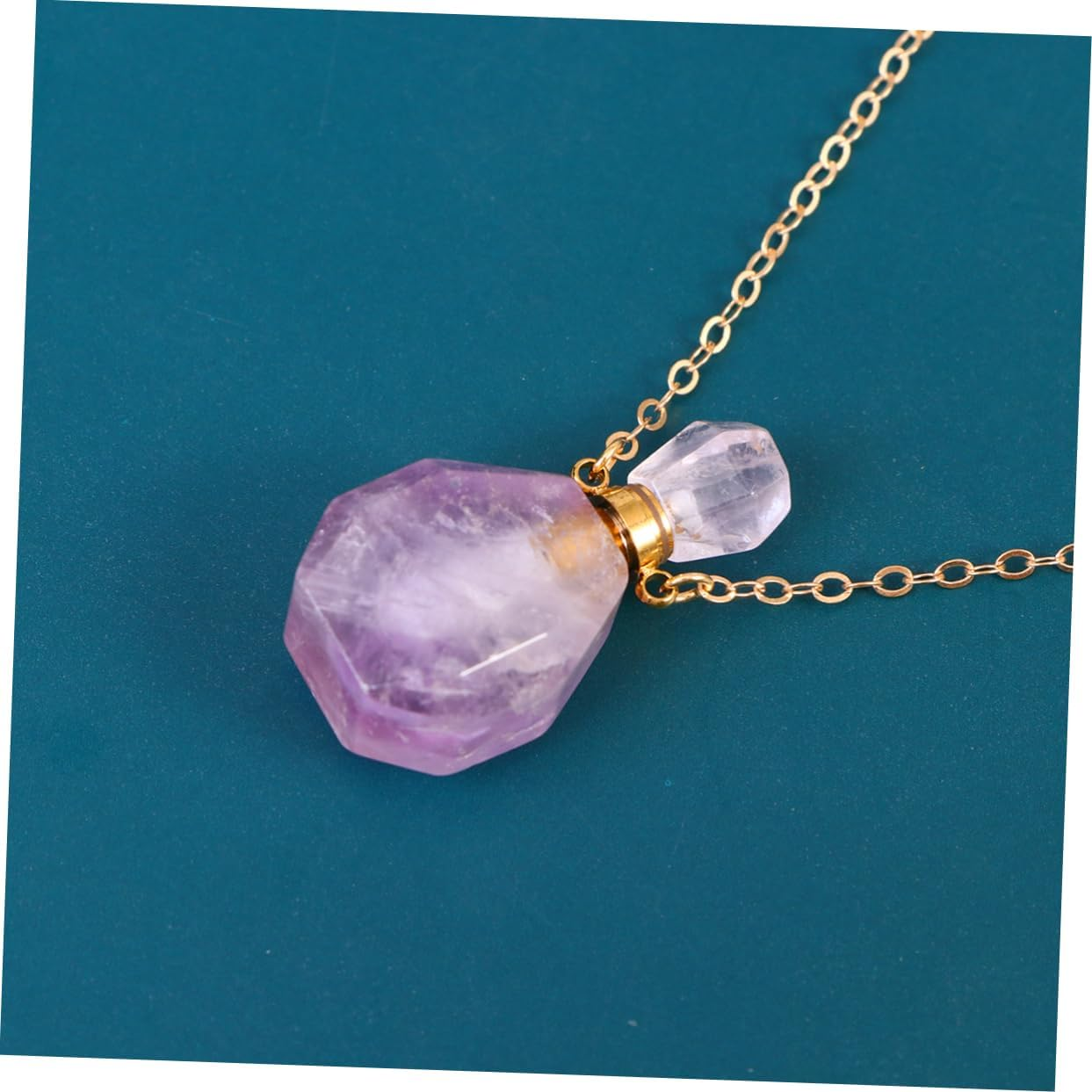 STOBAZA Crystal Pendant Decor Perfume Bottle Necklace Jewelry Perfume Bottle Hanging Necklace Pendant Aromatherapy Accessory image number 4