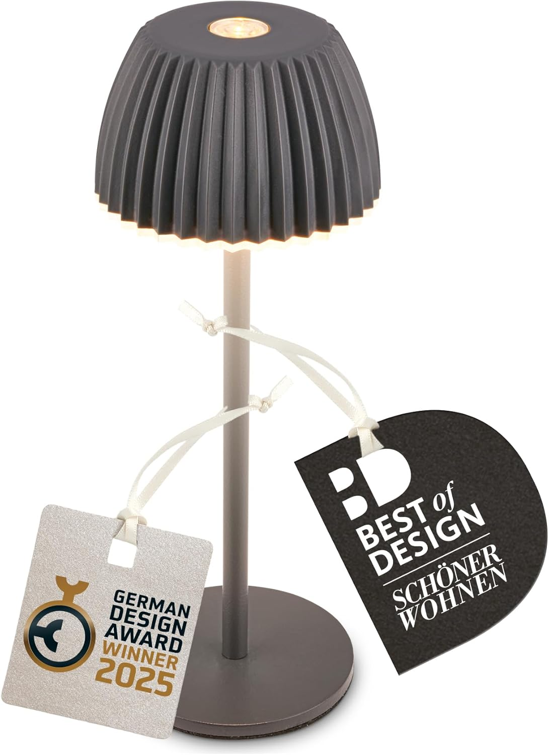 BRILONER - Riffle Nano LED Table Lamp Wireless IP44 with Light Edge, 6 X 15.5 Cm, Touch Dimmer, Battery Replaceable, Bedside Lamp, LED Lamp, Battery Lamp, German Design Award Winner 2025, Anthracite image number 5