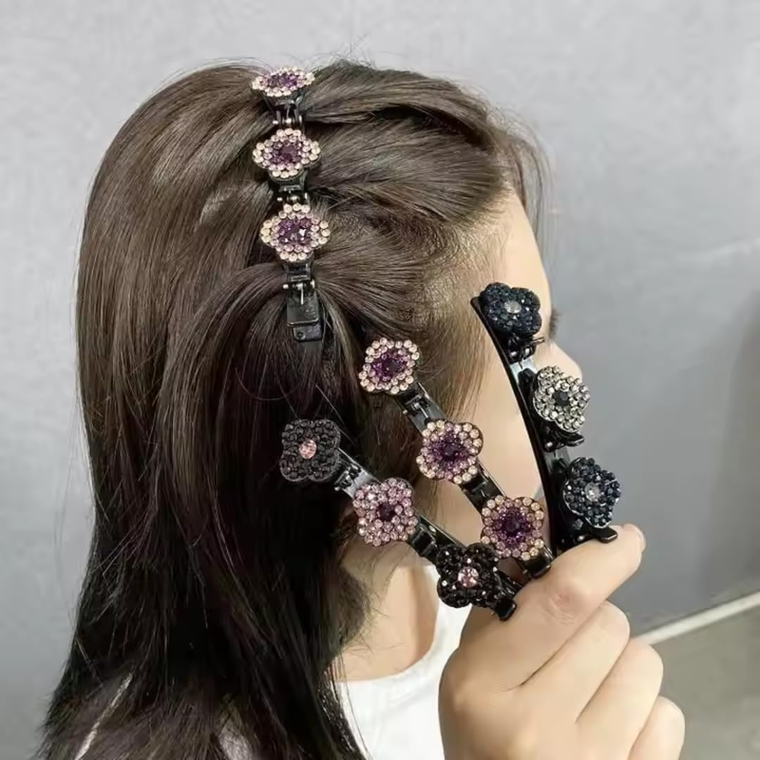 1 X Sparkling Crystal Hair Clips, Braided Hair Clips for Women, Girls, Elegant Rhinestone Hair Clips for Hairstyles, Non-Slip & Stylish for Everyday, Wedding & Party (Blue) image number 5