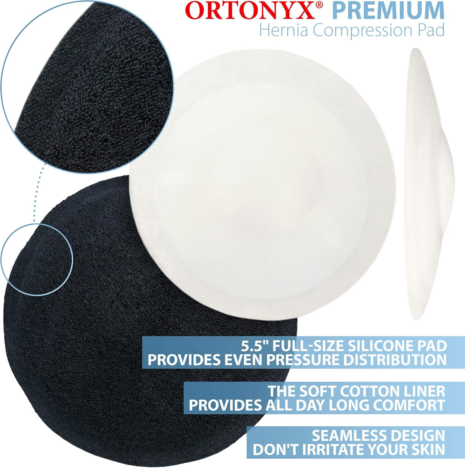 (S-M, Black) - ORTONYX Umbilical Navel Hernia Belt/Abdominal Support Brace - S-M Black