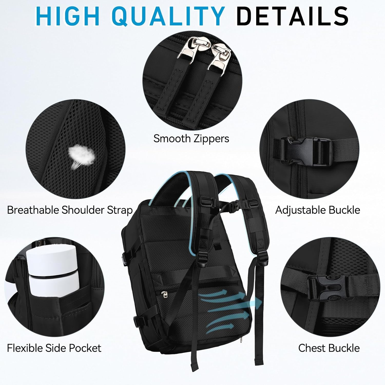 Travel Backpack for Men Women,Vaschy 15.6Inch Laptop Backpack for Work Hiking School Water Resistant Carry on Backpack with USB Charging Port, Shoes Compartment image number 2