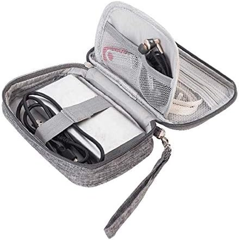 Small Electronic Accessories Organizer, Handhled Universal Compact Travel Digital Accessories Storage Bag for Portable Charger, Cables, Earphone, Cord, SD Card, Phone (Purple) - Black image number 5