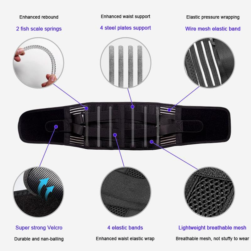 Back Support Brace for Lower Back Pain, Adjustable Lumbar Support Waist Brace, Sports Waist Belt for Men Women(Xl) image number 6