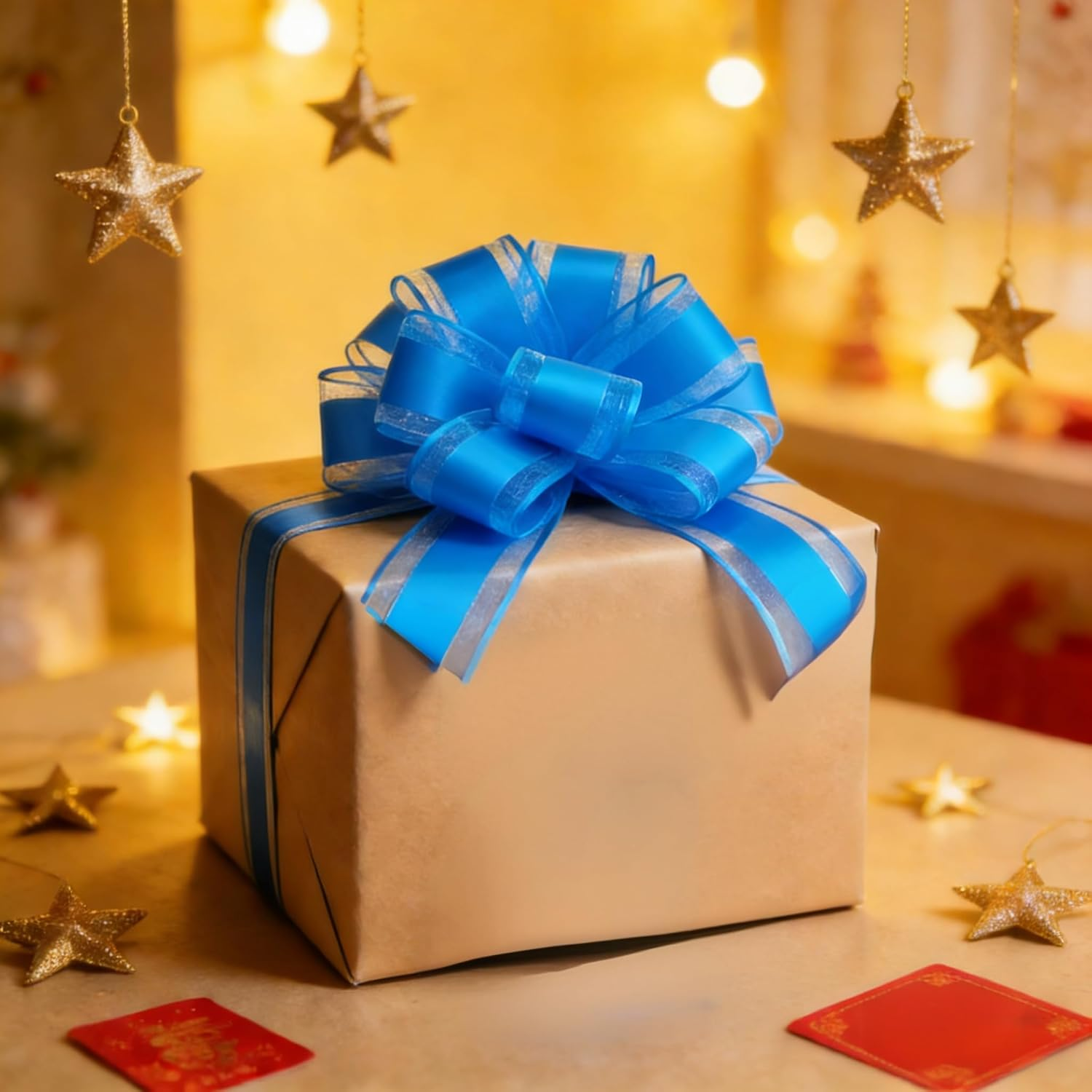 6 Inch Large Pull Bows, 6 PCS Sky Blue Gift Wrapping Bows for Wedding, Christmas, Birthday Party Decorations, Gift Boxes, Basket & Flower Decor image number 4