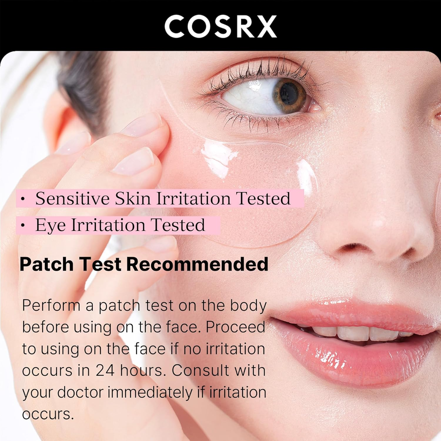 COSRX Peptide Collagen Hydrogel Eye Patch, 60 Patches, under Eye Patches for Puffy Eyes and Dark Circles with Caffeine, Korean Skin Care image number 4
