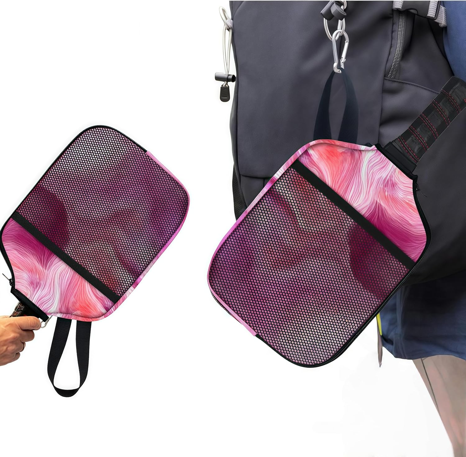 Pickleball Paddle Covers,22 X 30 Cm Neoprene Pickleball Racket Sleeve,Paddle Protect Case Dust Cover,Zippered Universal Racket Sleeve Storage Bag(Pink) image number 1