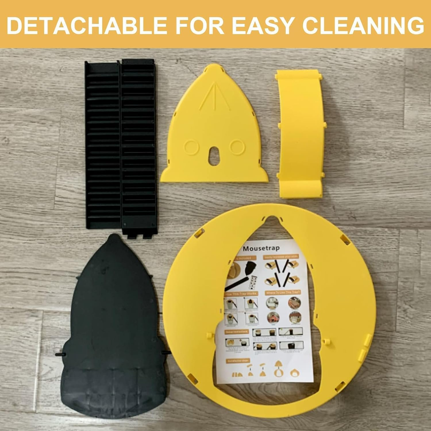 Liyquint Automatic Reset Mouse Trap Bucket Lid - Humane Multi-Trap for Rats/Mice, Indoor/Outdoor Rodent Trap, No See Kill, Fits 5 Gallon Bucket (Yellow)