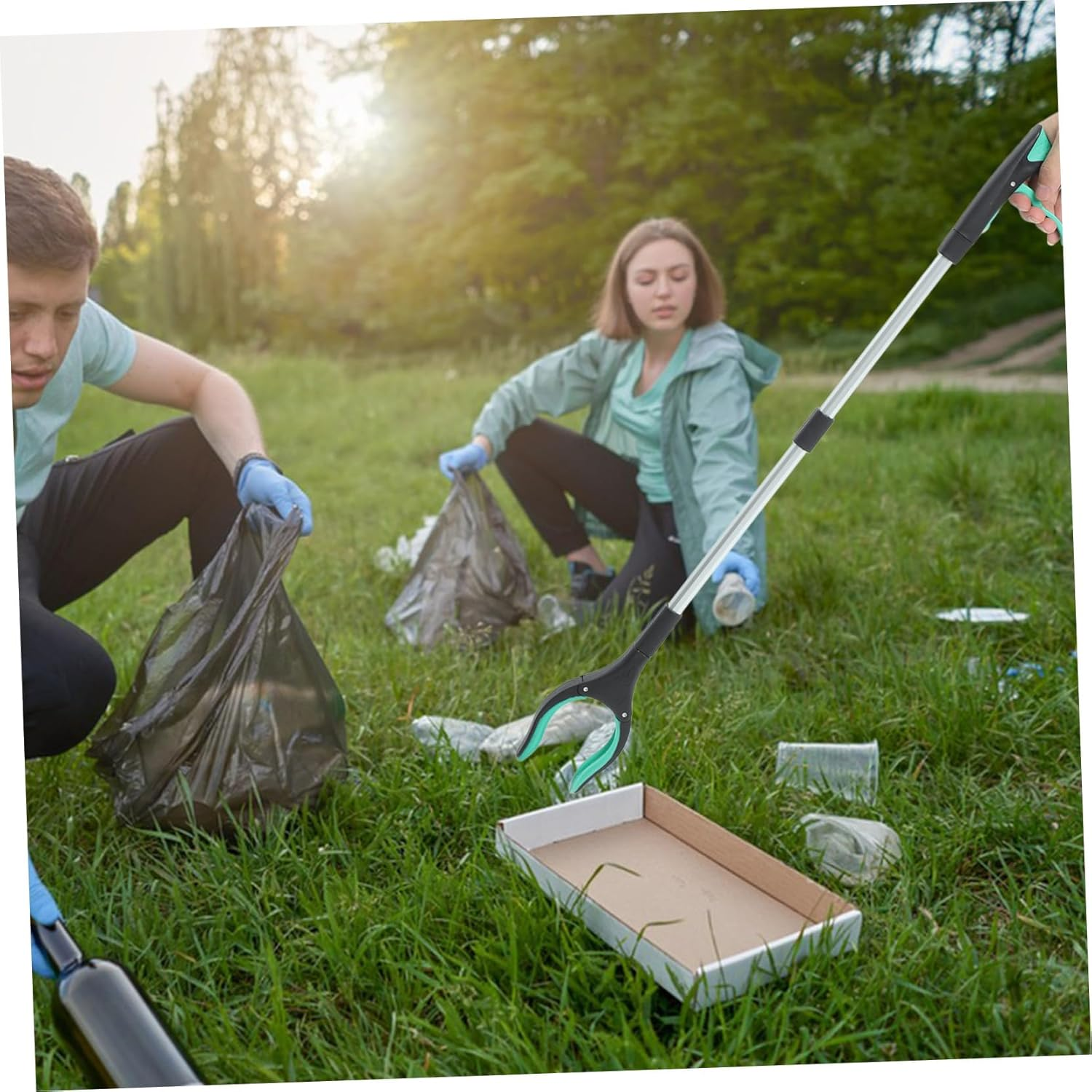 ERINGOGO Foldable Trash Grabber with Antislip Claw Ergonomic Long Reach Pickup Tool for Seniors and Elderly Portable Garbage Pick up Stick for Reach Areas Compact Extender Gripper Tool image number 6