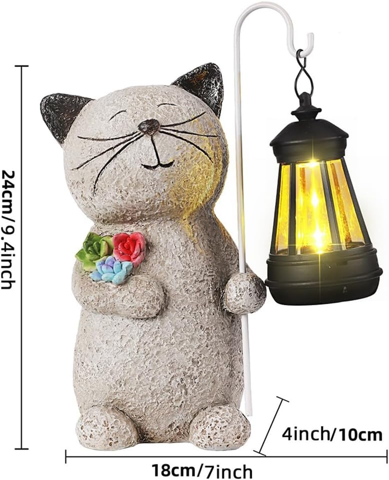 Cat Solar Lights,Courtyard Decoration Night Light,Garden Ornaments Outdoor with Solar Lantern,Sculpture Decor,For Outdoor,Desktop Decor,Patio