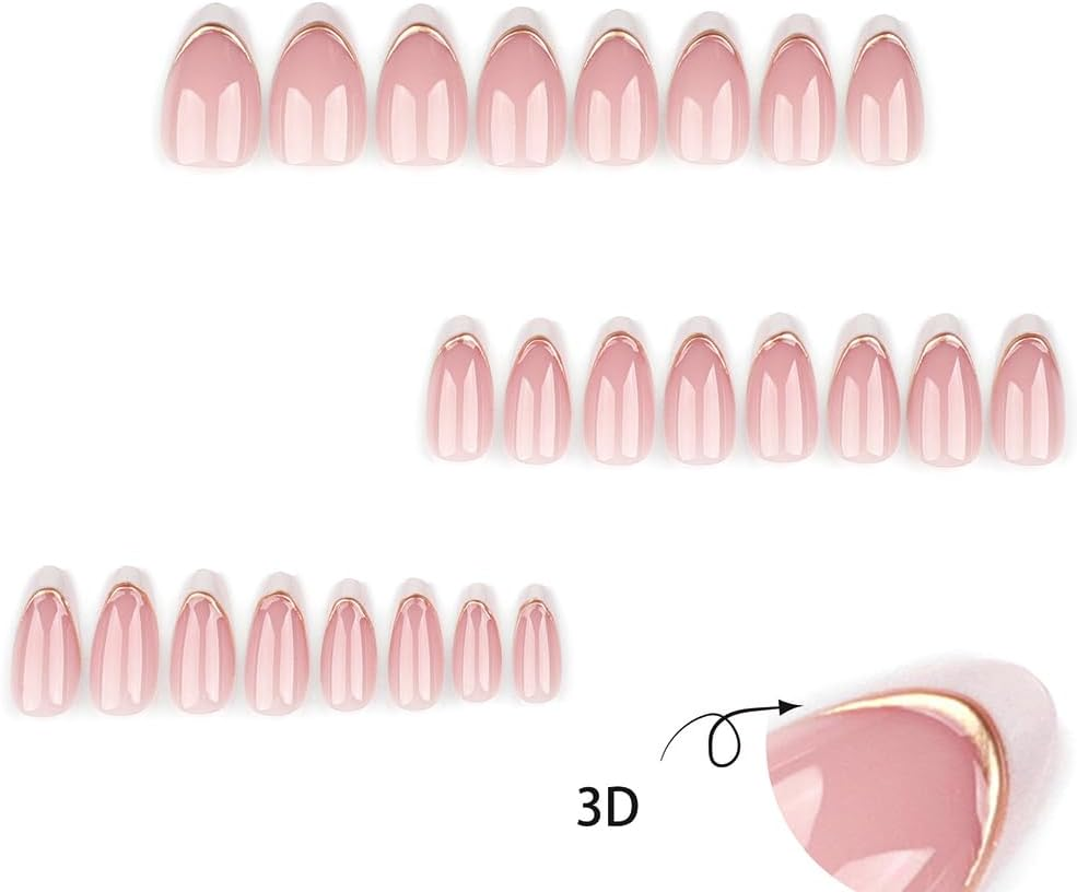 Press on Nails Kit, 24Pcs French Tip False Nails Short Almond Coffin Full Cover Acrylic Nails for Women Girls DIY Manicure Salon image number 2