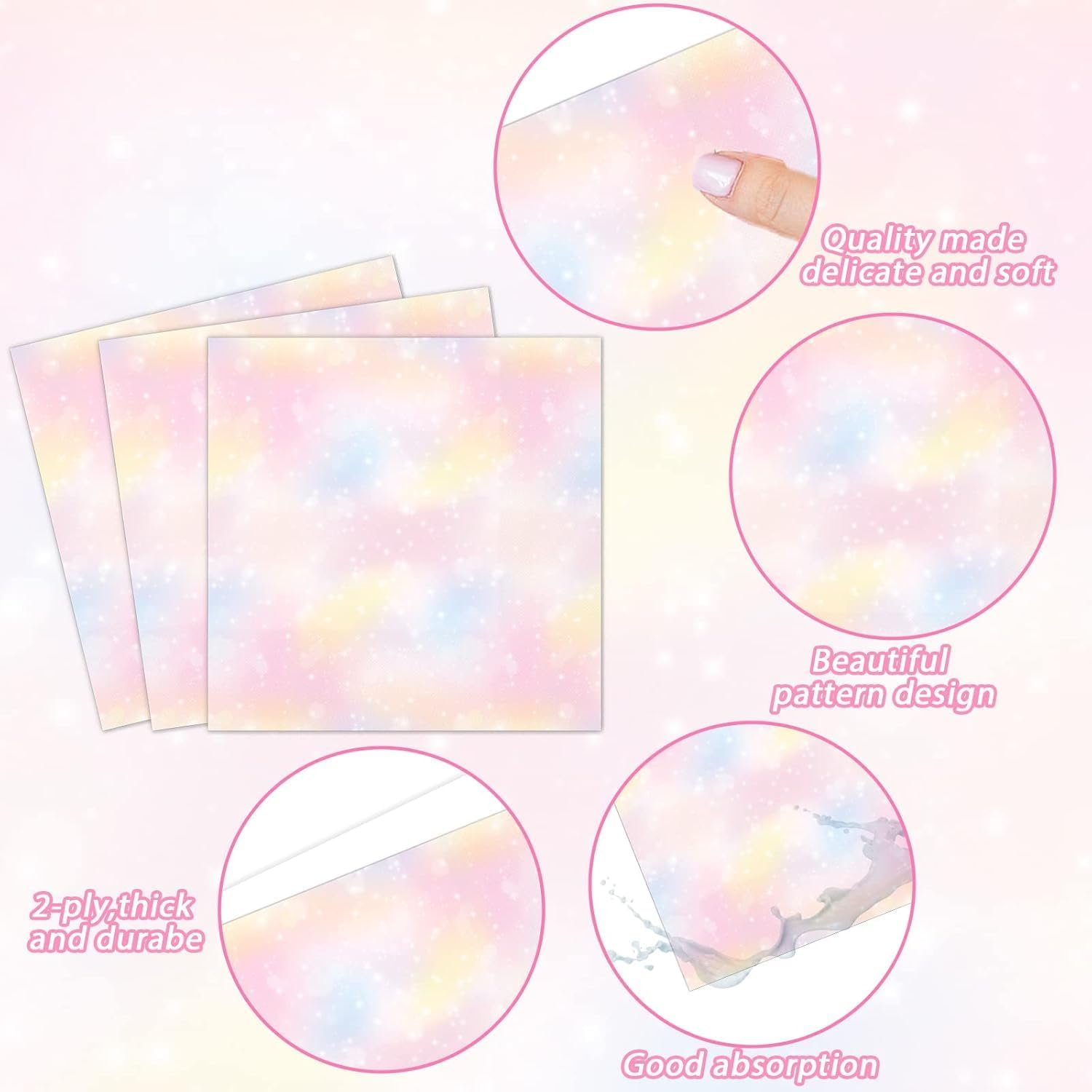 96PCS Pastel Rainbow Tableware Set Rainbow Birthday Dinnerware Plates Rainbow Cloud Party Plates Forks for Birthday Weddings Party Decorations Supplies 24 Guests image number 2