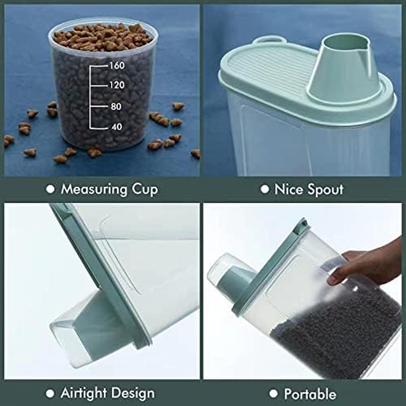 Citylife 2 PCS 2.5 LB Dog Food Containers Small Pet Cat Food Storage Container Pour Spout Measuring Cup Bird Dry Food Dispenser with Lid image number 4