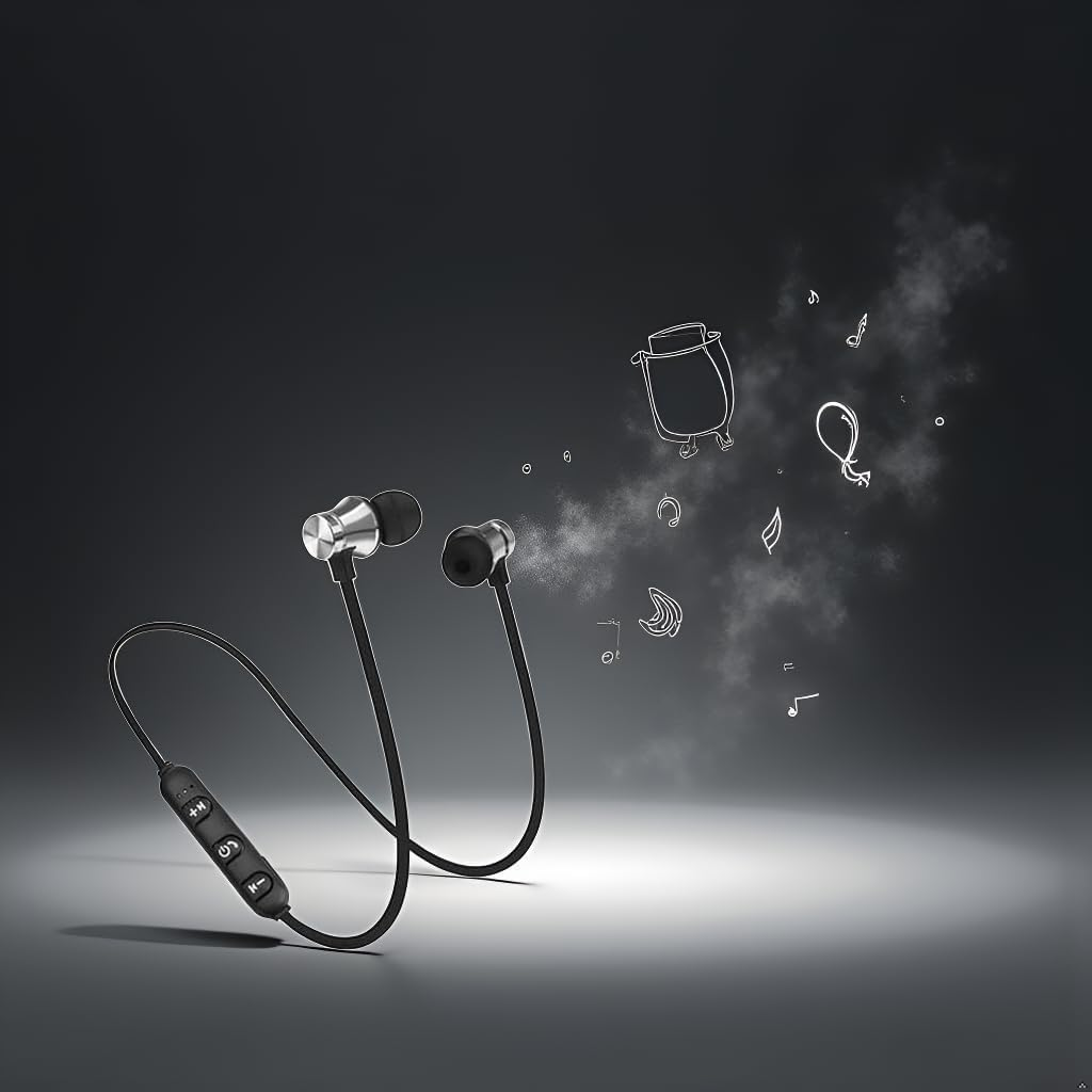 Opemg Black Earphone In-Ear Stereo Headset Earphone Wireless Bluetooth Headphone Earbud Headphones Accessories,Earbud and In-Ear Headphones image number 6