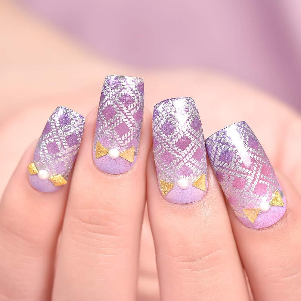 Alexnailart Nail Art Stamping Templates Manicure Tool Lines Lattice (FA006) image number 3