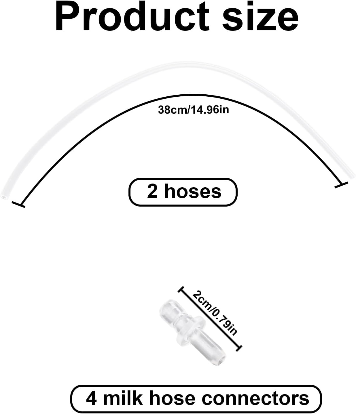 Lasuroa 2 Pcs Milk Tubes Hoses with 4 Connectors, 14.96In Silicone Milk Tube Hoses Replacement Ideal Replacement Accessories for Jura HP3 Coffee Machines image number 5