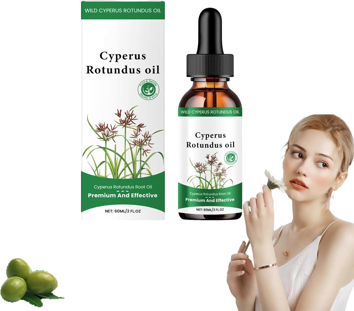 Cyperus Rotundus Hair Removal Oil 60Ml - Peptide-Infused Reduces Unwanted Hair Growth & Shrink Pores, Moisturizes Soothes Skin for Sensitive Face Body Legs & after Shave Natural Soothing (1 Bottle)