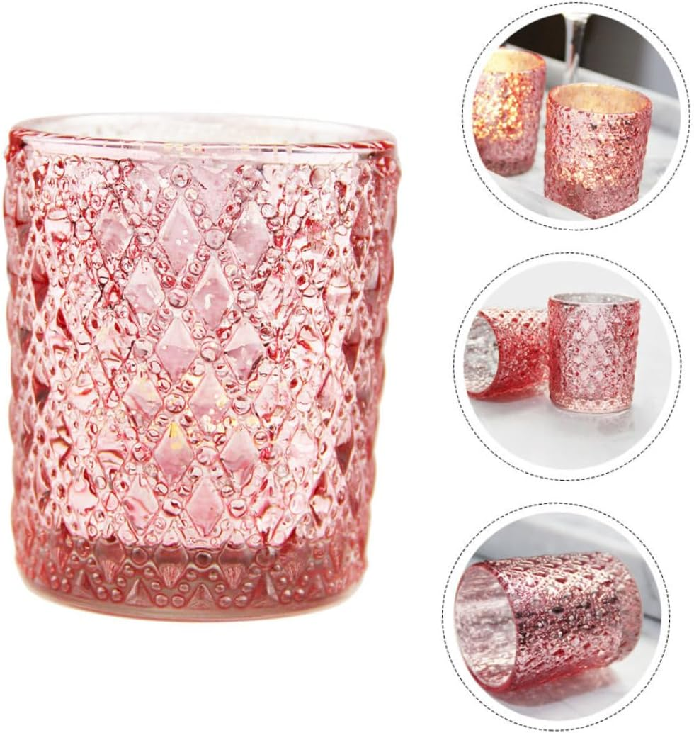 CORHAD 12Pcs Embossed Glass Candle Cups Mosaic Candle Holders for Wedding Decorations image number 2