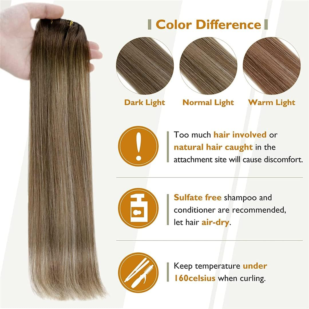 50 Grams Clip on Hair Extensions 3Pcs 100% Remy Real Human Hair 3 Pieces Hairpins Skin Weft for Women 18 22 60 16 Inches 50 Gram per Set image number 4