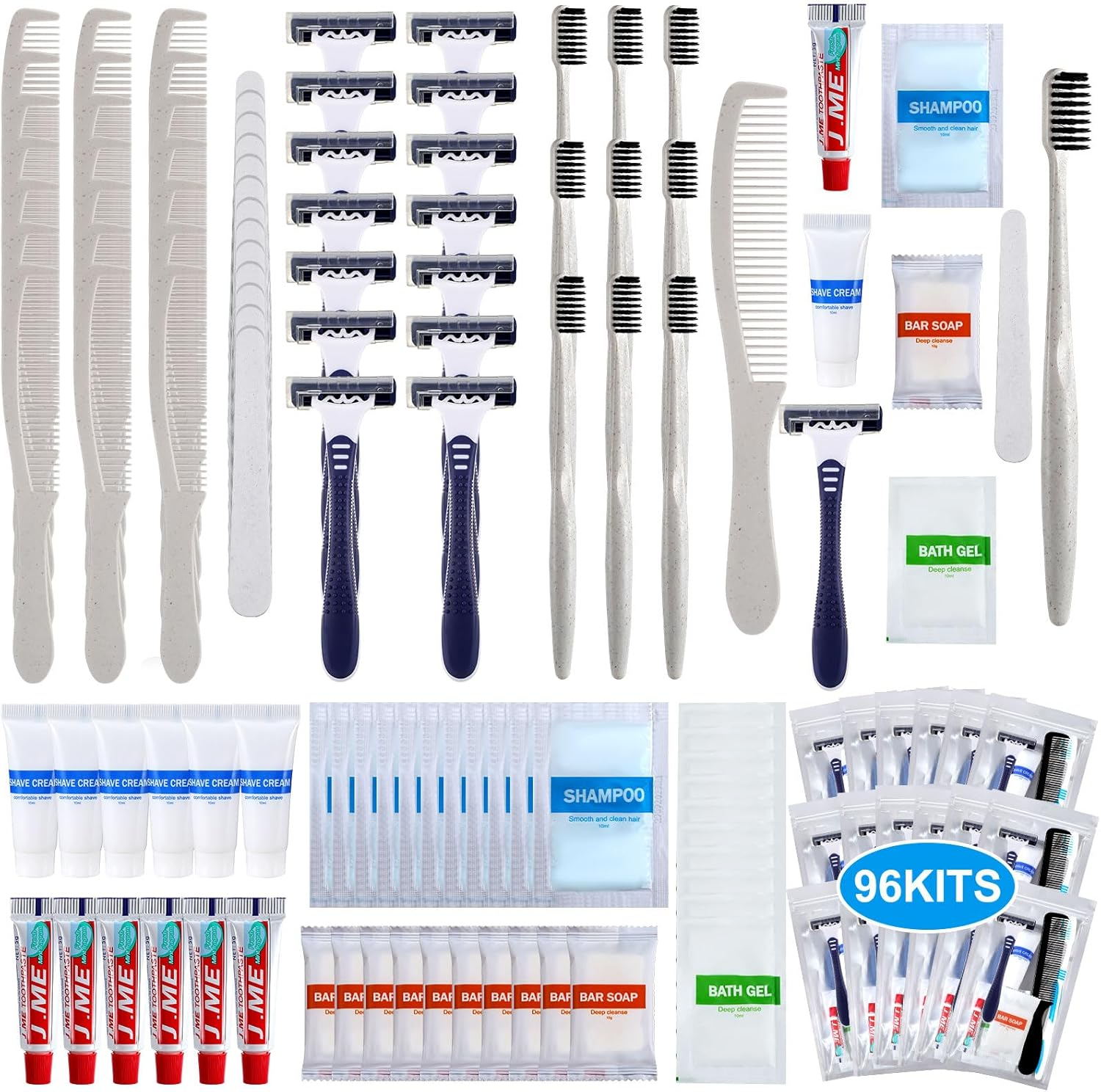 Suclain 96 Pack of Bulk Hygiene Supplies Travel Size Toiletries Bulk for Homeless Dental Hygiene Kit Homeless Care Package Supplies Bulk for Kids Adults Homeless Travel and Charity image number 1