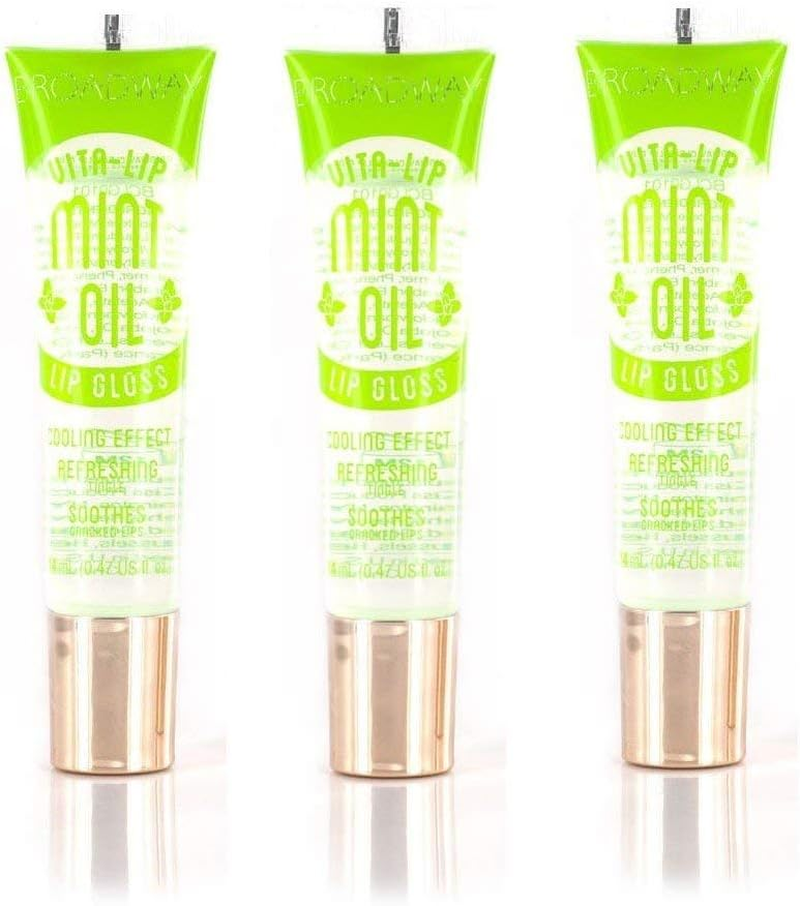 Ruby Kisses Broadway Vita-Lip Clear Lip Gloss (Mint Oil 3 Pack), Ultra-Hydrating & Soothing Formula with Vitamin Oils, High-Shine Non-Sticky Finish, Nourishing Glossy Lip Balm with Cooling Effect