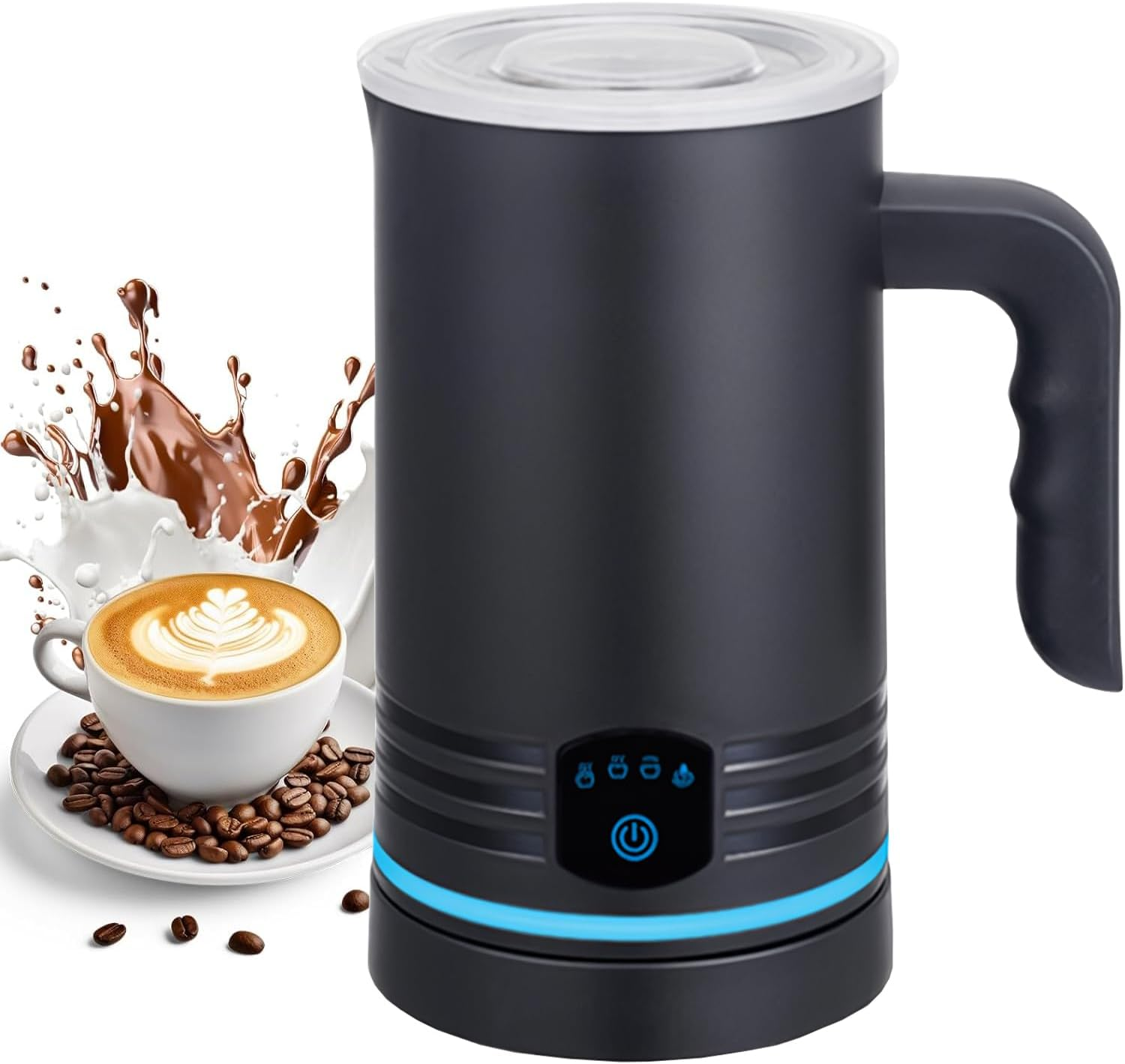 Milk Frother, 4-In-1 Milk Frother and Milk Steamer, 430Ml/14.5Oz Electric Hot & Cold Foam Maker, with Touch Screen, Perfect for Coffee,Latte, Cappuccino, Macchiato, Hot Chocolate