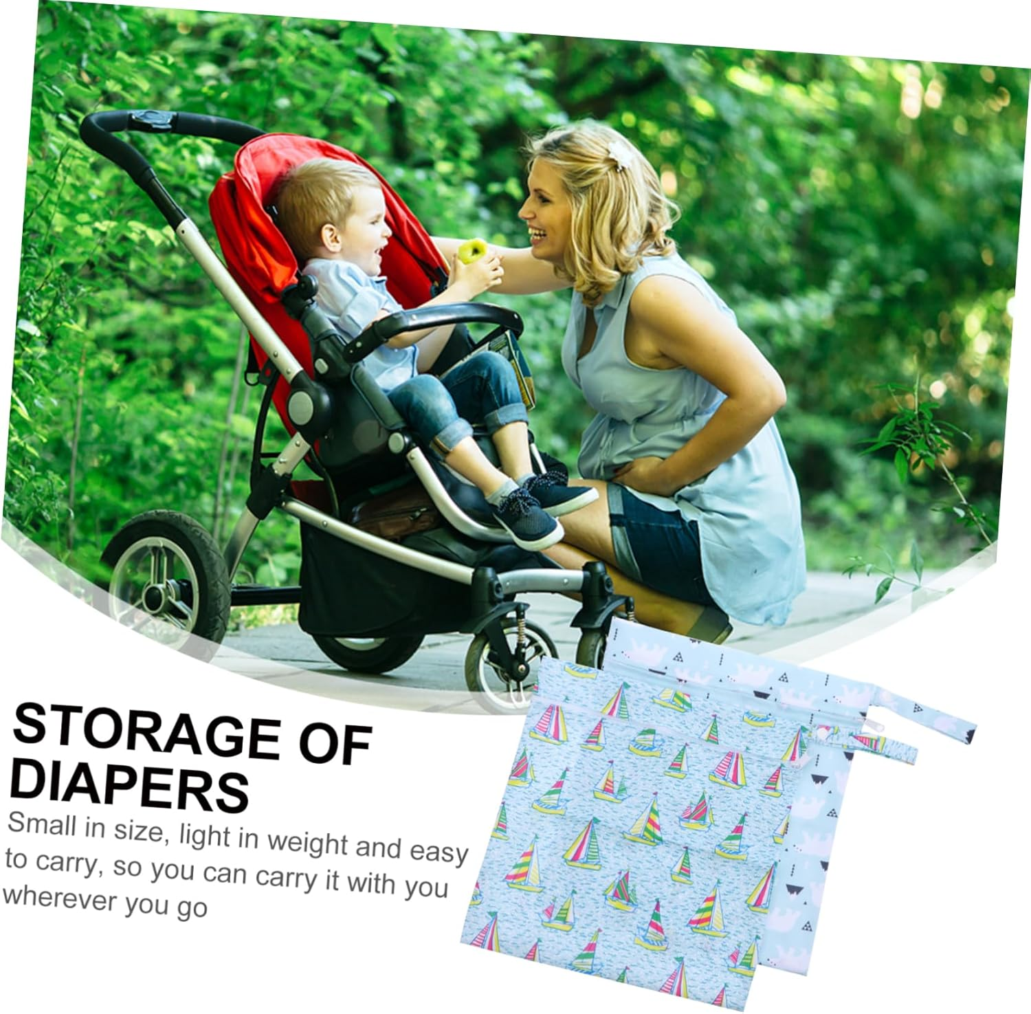 2Pcs Reusable Diaper Storage Bags with TPU Material Wet Dry Organizer for Nursery Travel Portable Multifunctional Pouch for Diapers and Items image number 5