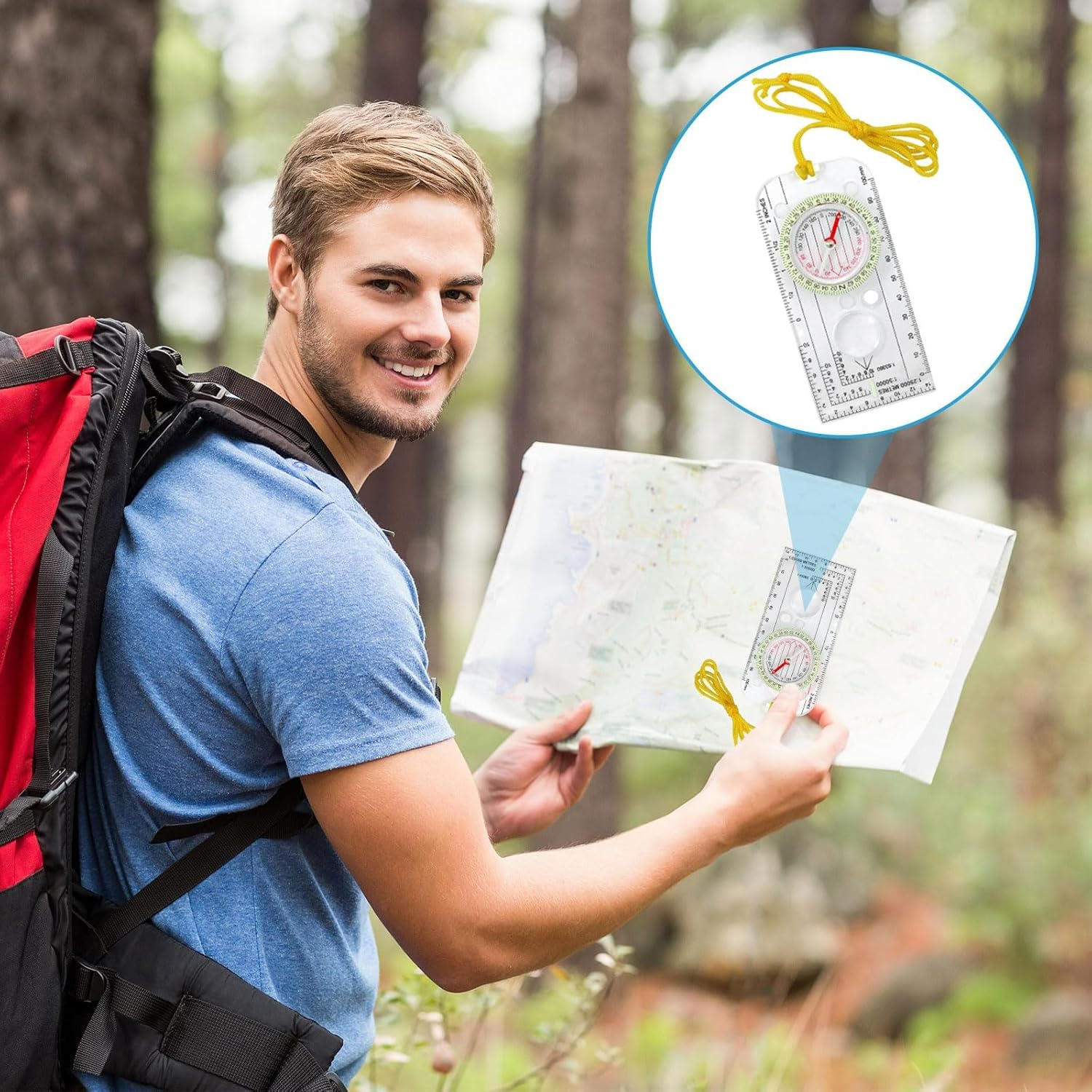 Orienteering Compass Outdoor Camping Compass - Hiking Backpacking Compass Advanced Scout Compass Navigation Boy Scout Kids Compasses for Map Reading Baseplate Compass Survival image number 2