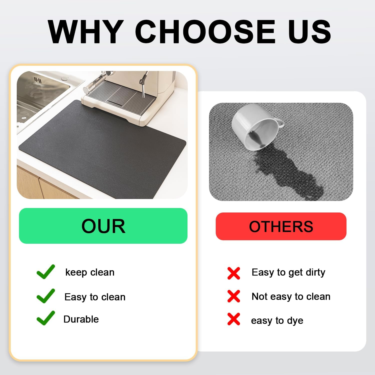 20" X 16" Dish Drying Mats for Kitchen Counter, Coffee Machine Mat, Rapid Water Absorption. Stone Drying Mat Kitchen, Coffee Maker Mat for Countertops, for Coffee Machines, Coffee Pots, Dish Racks image number 1