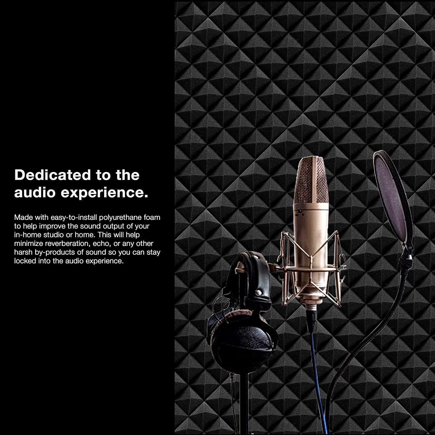 Ideer LIFE Acoustic Foam, 24Pcs, Sound Absorbing Panels Wall Tiles (Argyle Shape)