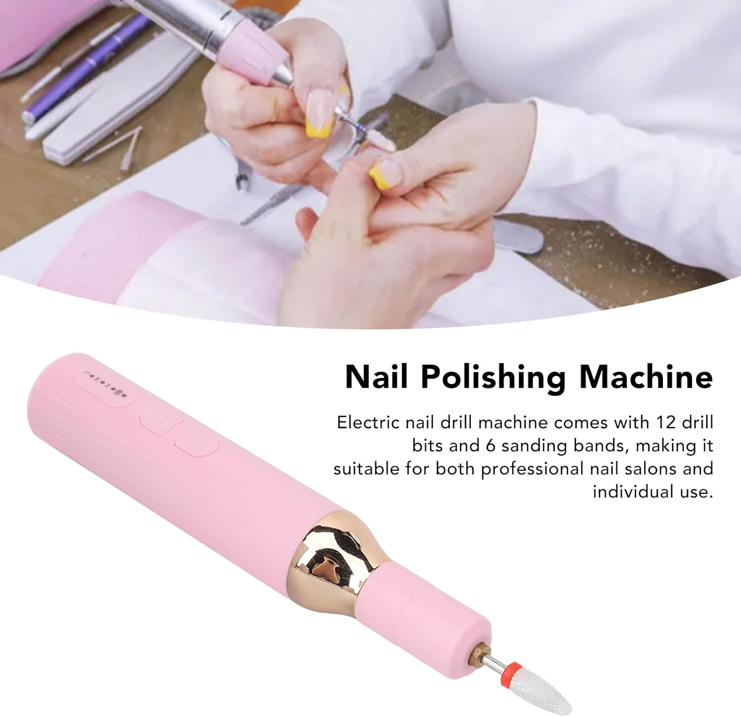 Electric Nail Drill, Nail Polisher, Dual Type C, Rechargeable, Portable, Rechargeable, Nail Polisher, Pen Type, Electric Nail Grinder for Nail Salon, Home, Travel image number 6