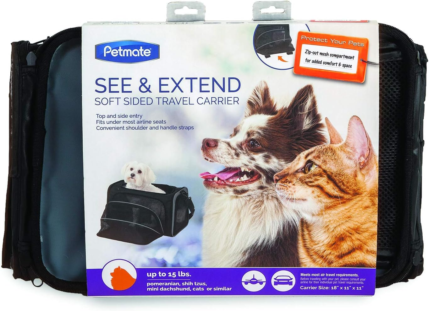 Petmate 21842 See and Extend Pets Carrier, Navy Blue image number 3