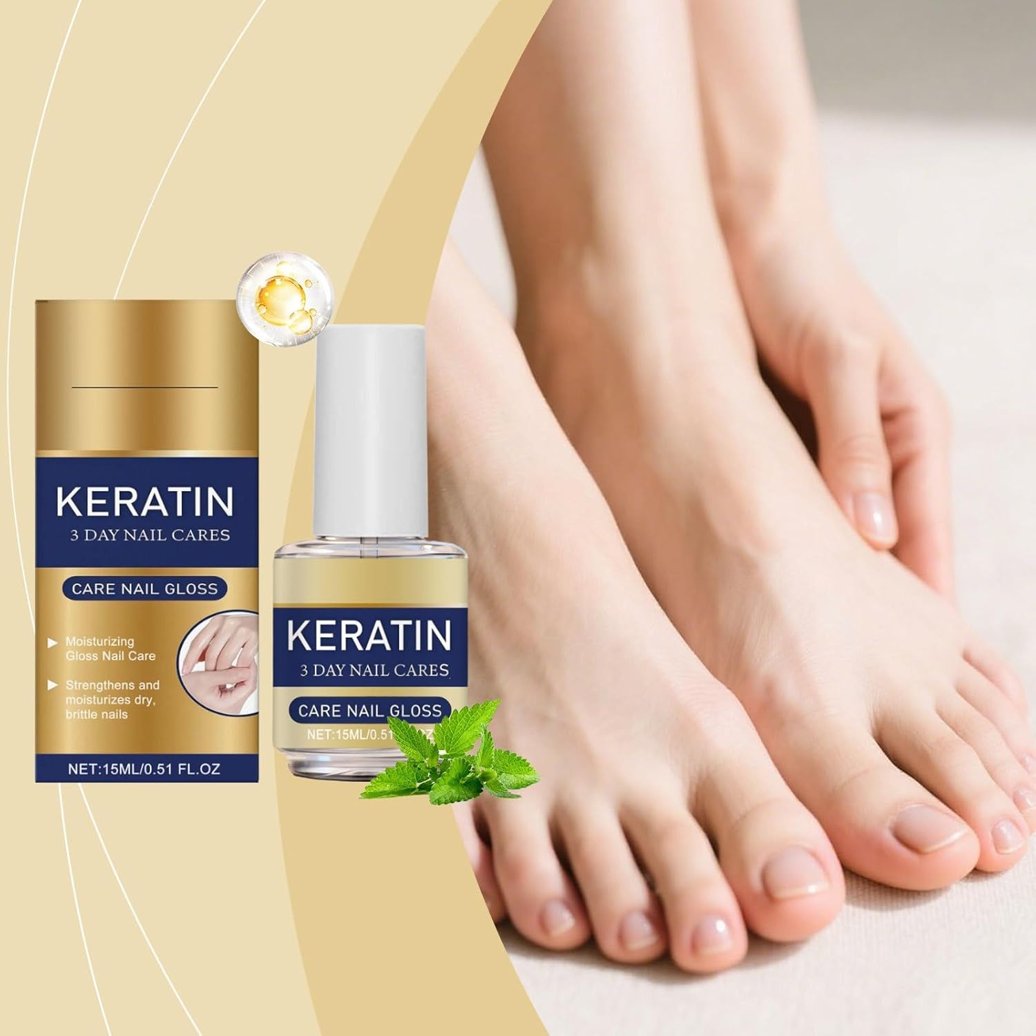 Keratin 3 Day Nail Care Oil,Daily Keratin Caring Cuticle Serum, Active Gloss Nails Polish,Thickness Hard Growth Oil,Moisturizes Strengthening Damaged Weak Dry Cracked Brittle (4Pcs) - 4Pcs image number 4