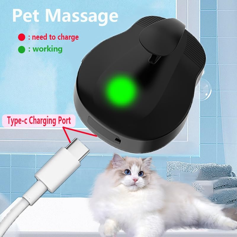 Electric Cat Brush - Pet Bath Brush Rechargeable with Non-Slip Soft Silicone Handle - Self-Cleaning Massage Comb Waterproof for Dogs and Cats image number 4