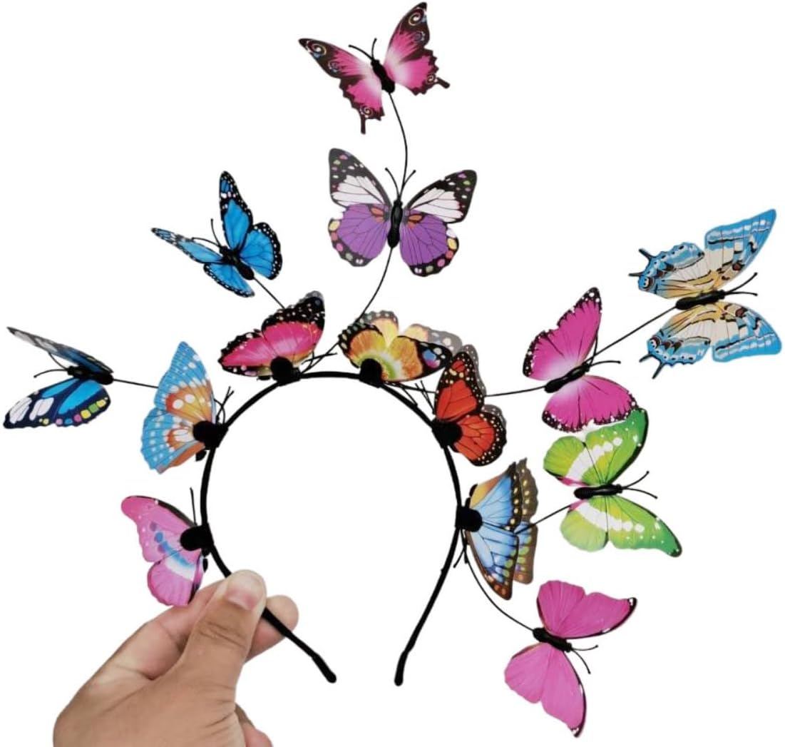 Costume Bay Butterfly Headband Hair Accessory Floral Headband Cute Headwear Hair Ornament Colorful Band Whimsical Hair Jewelry Butterfly Motif Trendy Nature-Inspired (Pink, ONE)