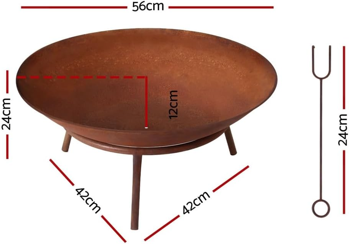 Grillz 60Cm Fire Pit Campfire Charcoal Wood Burner Rustic Iron Outdoor Patio image number 2