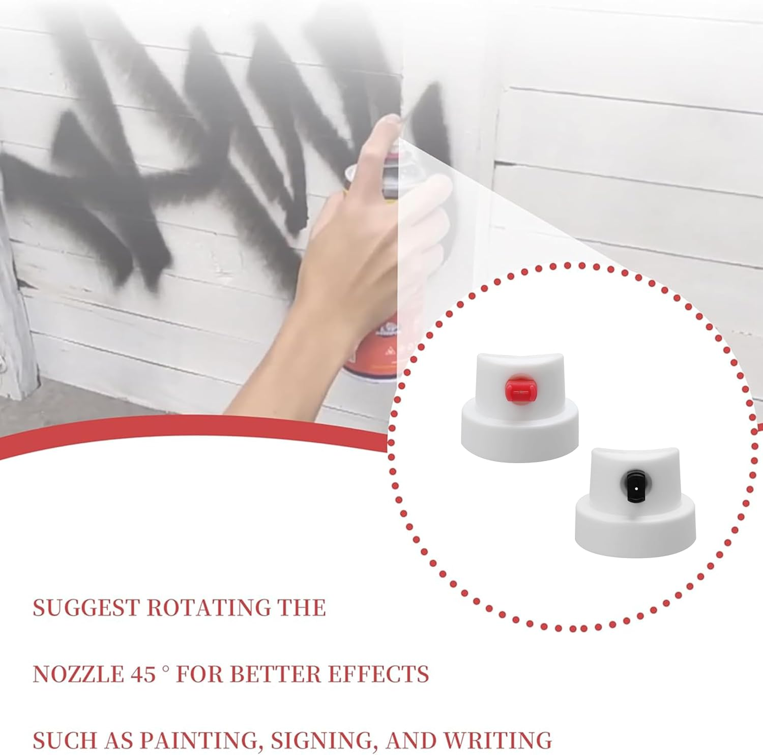 20 Pack Flat Jet Spray Paint Caps -Graffiti Car Spray Paint Accessory Supplies for Graffiti,Calligraphy & Art, Compatible with Spray Cans, Red & Black Tips, Durable Paint Can Nozzles for Artists image number 1