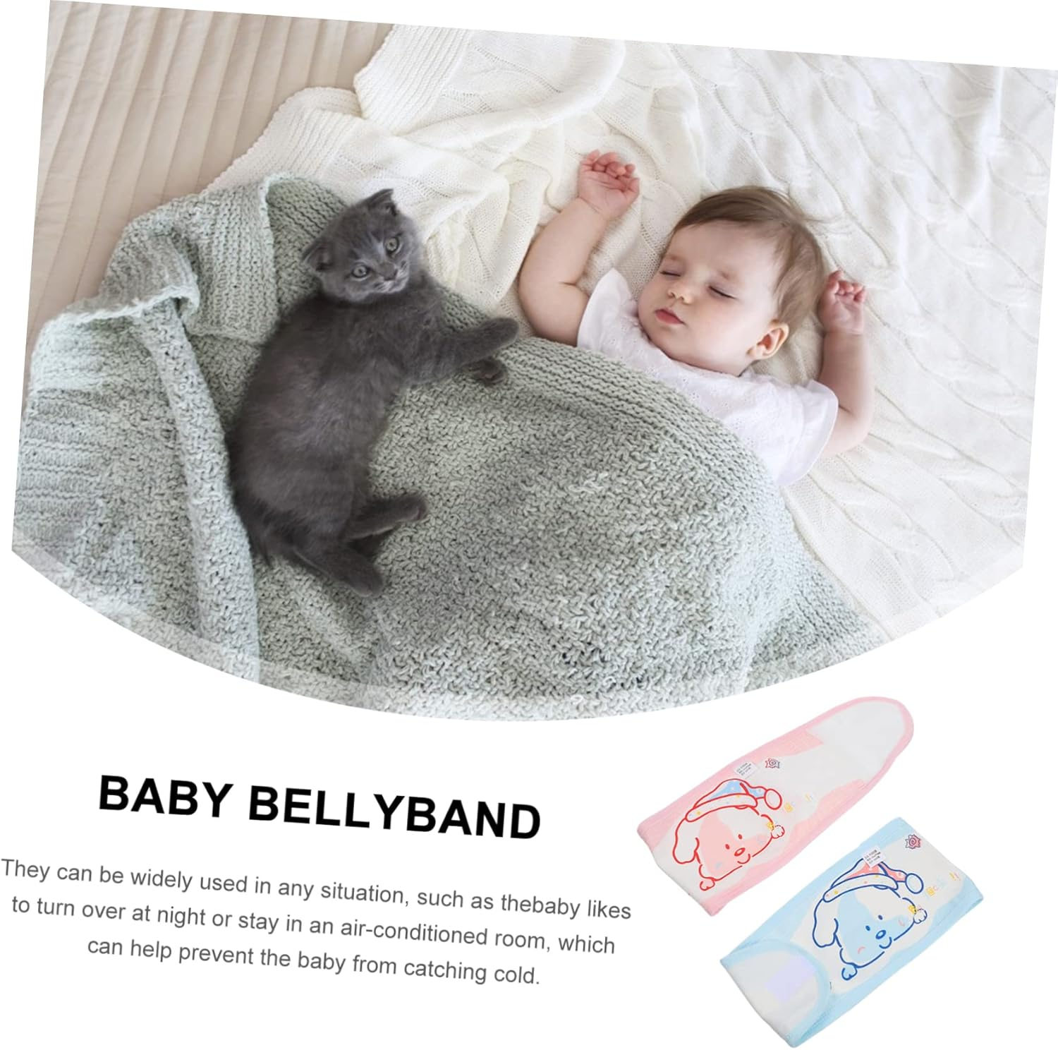 2Pcs Pregnancy Belly Band Cartoon Patterns Elastic Cotton Bellyband for Newborns image number 3