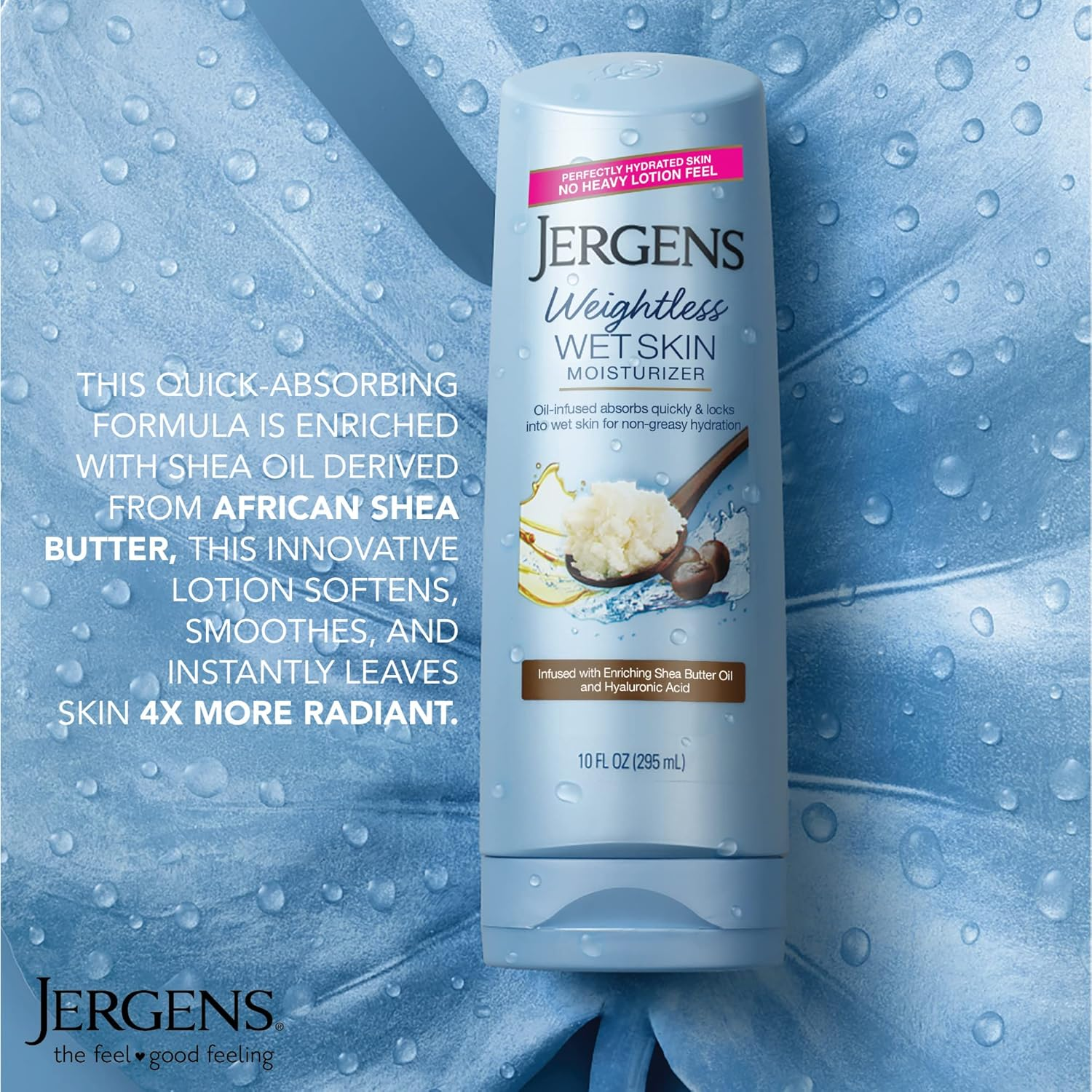 Jergens, Wet Skin Moisturizer, Shea Butter Oil, 10 Fl Oz (295 Ml) image number 4