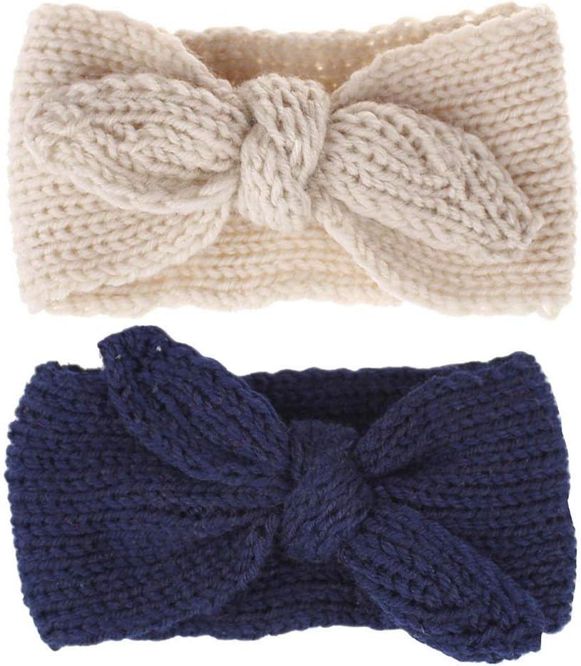 IZUS Turban Headband Baby Girl - Warm Rabbit Knot Hair Band, Knit Head Wrap for Newborn, Toddler and Children