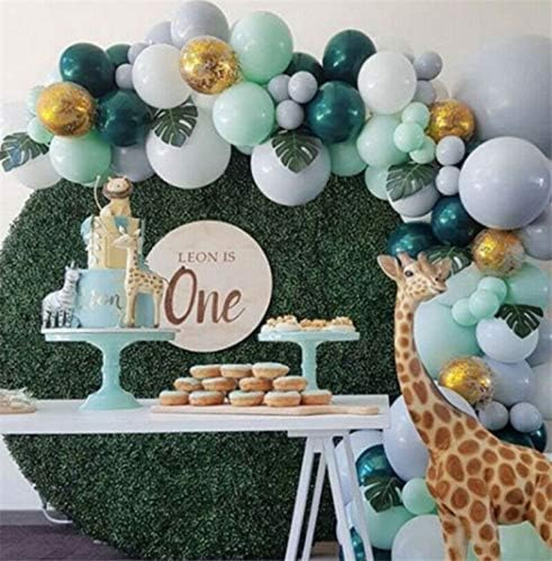 Jungle Safari Theme Decorations - Balloon Garland Arch Kit, Tropical Leaves Decoration, Colorful Balloons, Balloon Strip, Green Animal Theme Baby Shower Birthday Party Decorations 166Pcs