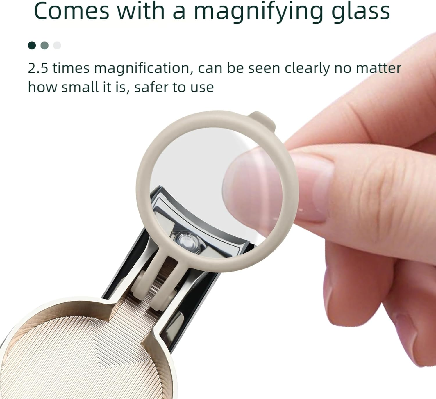 Nail Clippers with Magnifying Glass for Senior, Sharp Heavy Duty Steel Blade, Detachable Magnifier Loupe Set (Black) - Silver+Box image number 4