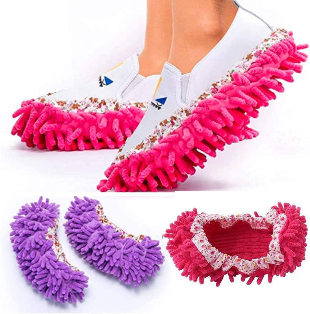 Mop Slippers Shoes Cover Multi-Function Dust Duster Soft Washable Reusable Floor House Men Women Sweeper Cleaning Mop Tool for Bathroom,Office,Kitchen, (Multicolored 4 Pairs/8 Pcs) image number 3