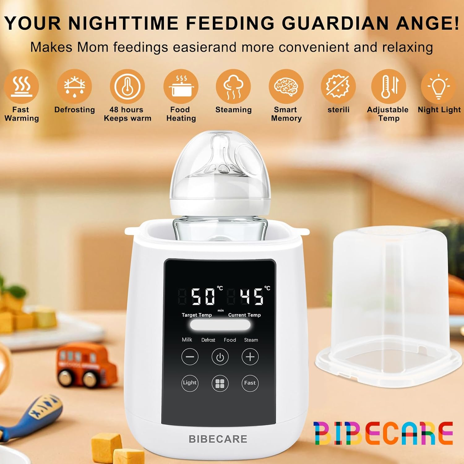 Bottle Warmer, Baby Fast Bottle Warmer for Breastmilk & Formula with Temp Display, Accurate Temperature Control, 9 in 1 Auto Shut-Off, Defrost, Keep 48H Warm & Night Light Heat Baby Food Jars image number 2